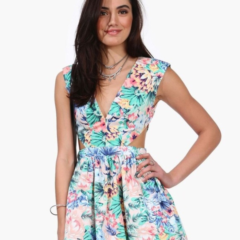 Mustard Seed Tropical Cut Out Dress